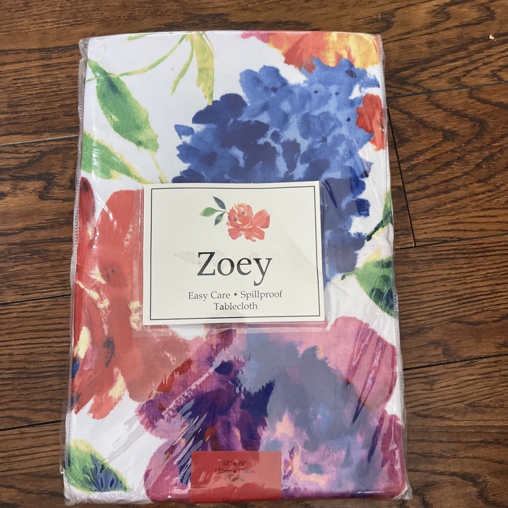 zoey easy care spillproof tablecloth vibrant flowers Indoor Outdoor  52 x 70